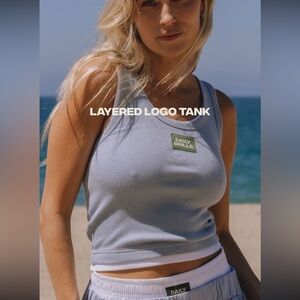 Daily Drills Blue Layered Logo Tank